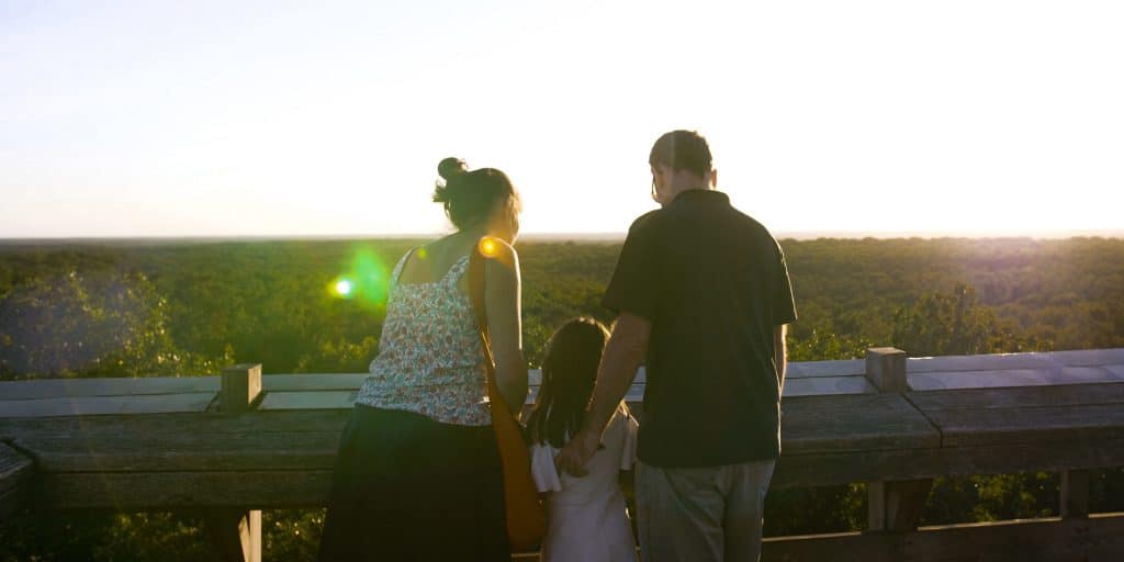 famille en haut du belvedere