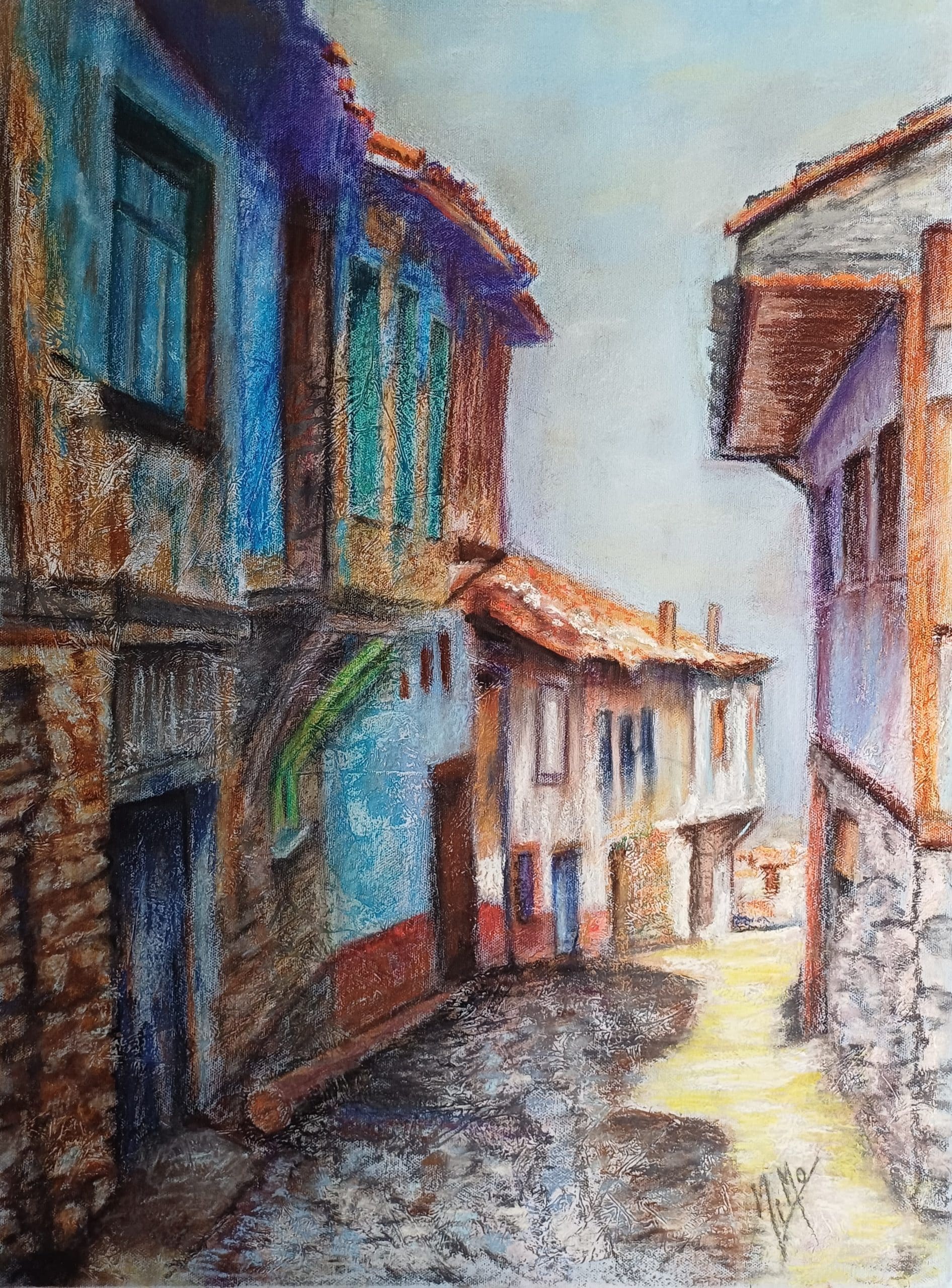 Peinture : rue colorée