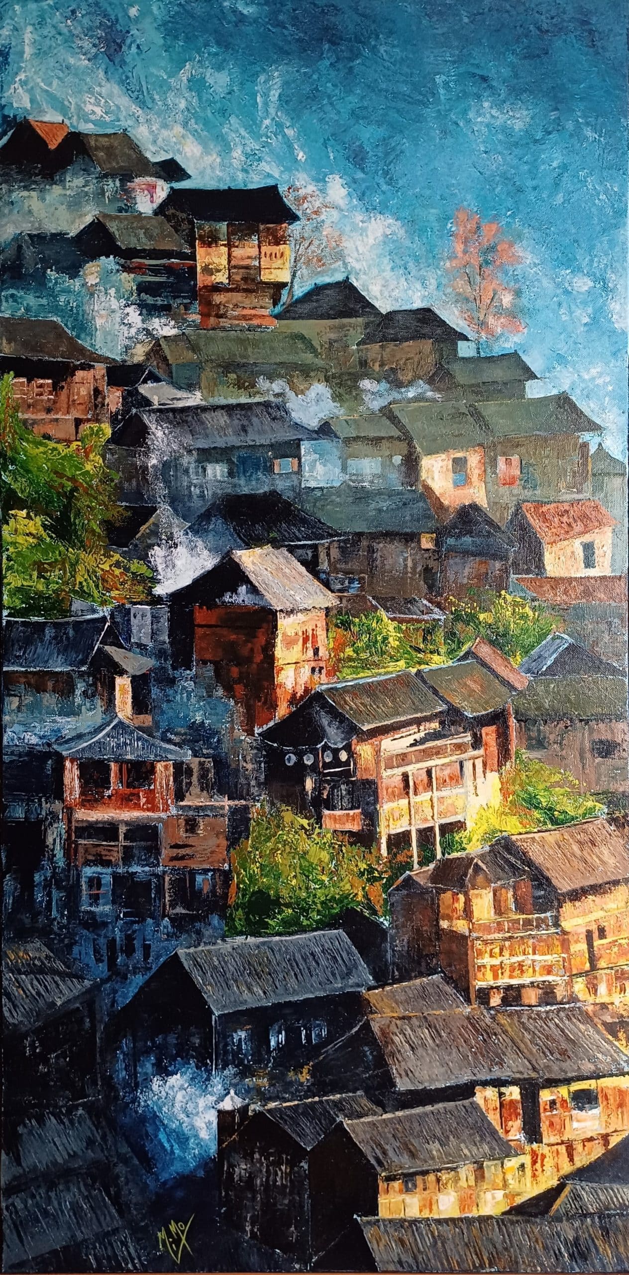 Village à l'aube